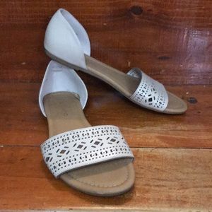 Tan Cutout peep toe flat 6 boho sandal vegan ATEACHER Andiamo naked buff